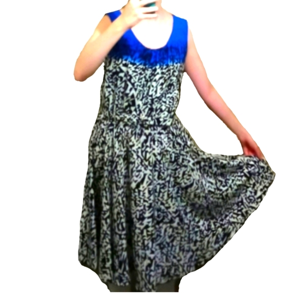 Geometric Print Alfani Dress with Belt - Picture 1 of 4